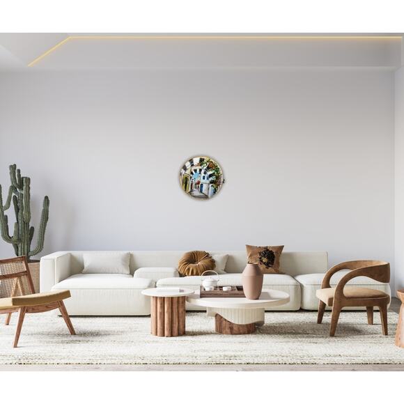 Handcrafted Circular Canvas Art – Scenic Street View - Picture 3 of 4